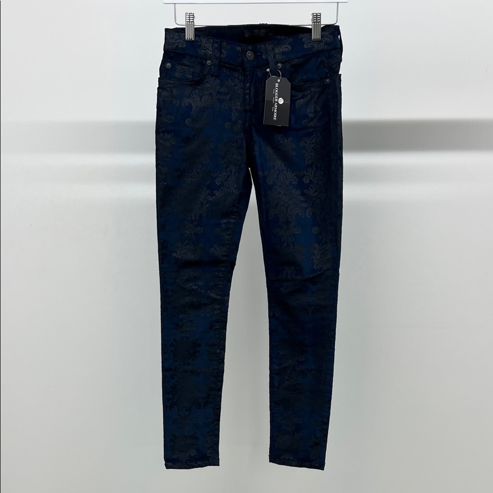 7 For All Mankind Blue Patterned Skinny Jeans